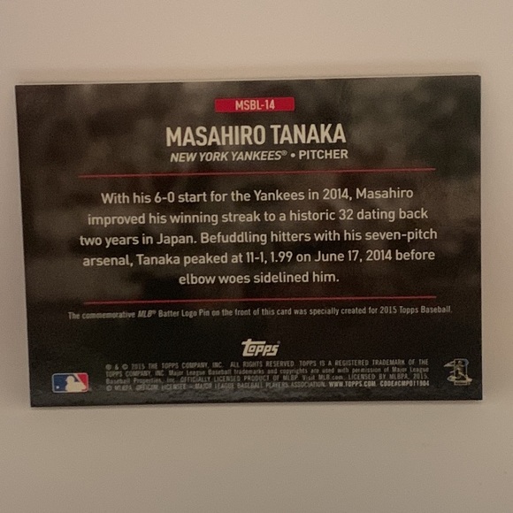 2015 Topps Masahiro Tanaka Commemorative Batter Logo Pin #MSBL-14 (MISC3) - Picture 2 of 2
